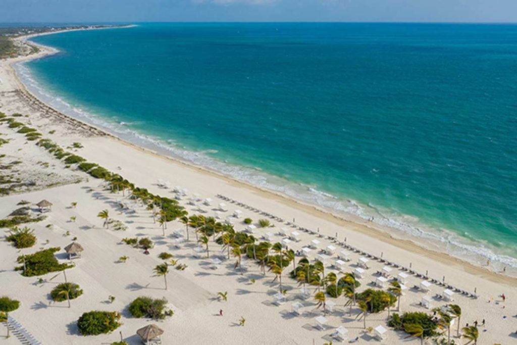 The beach at Majestic Mirage Costa Mujeres, white sand and calm water