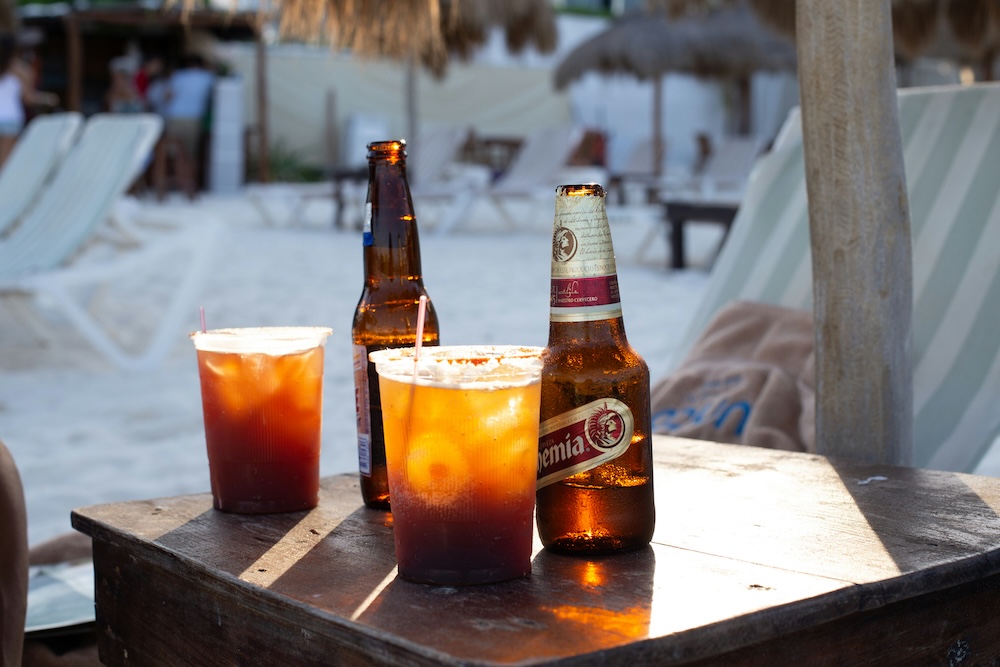 Cold michelada in Cancun